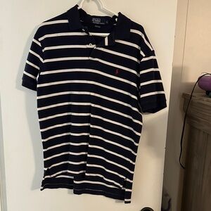 Ralph Lauren Men's Navy and White Striped Polo Shirt